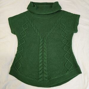 New York & Company Knitted Short Sleeve Cowl Neck Sweater